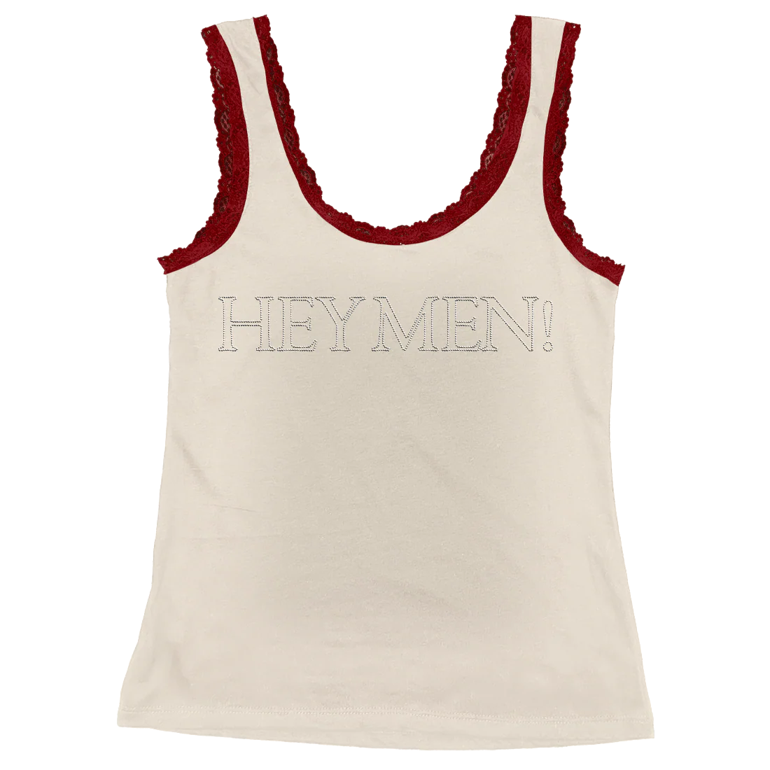 Hey Men! Lace Rhinestone Tank Top